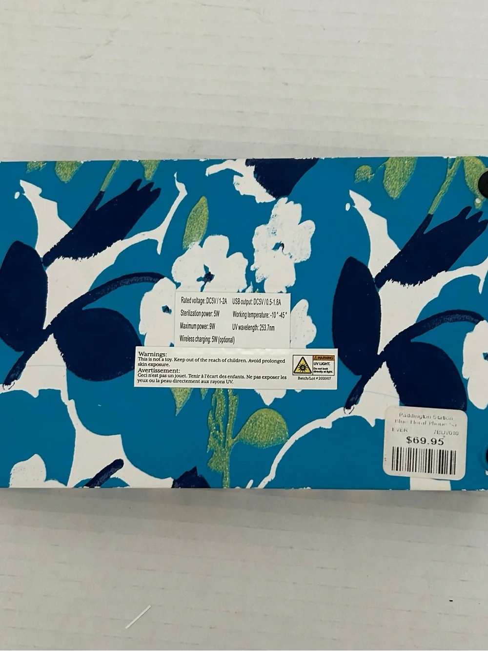 UVC Phone Sanitizer & Charging Case - Blue Floral